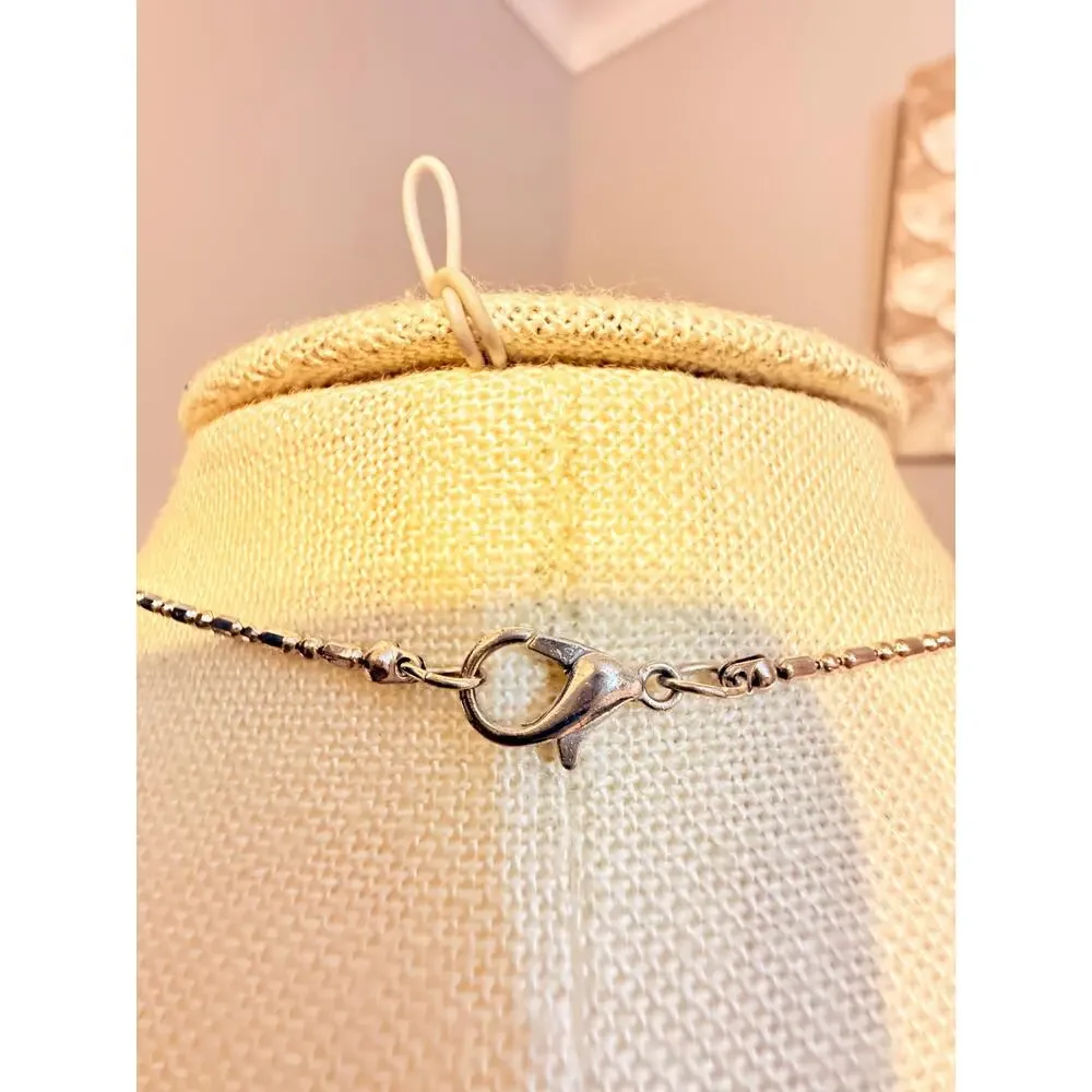 Vintage Silver Tone Beaded Chain Necklace 17”